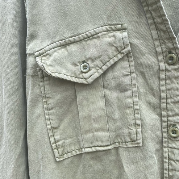 Philosophy Tencil Longline Tunic Boyfriend Button Down Roll Tab Sleeve Dress - Picture 4 of 7